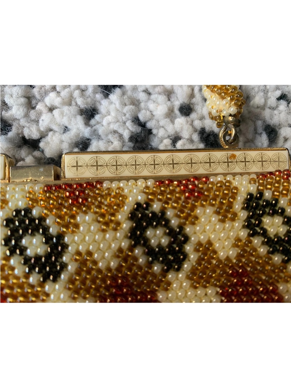 Vintage Beaded Handbag / Cocktail Purse - herringbone - Picture 7 of 9